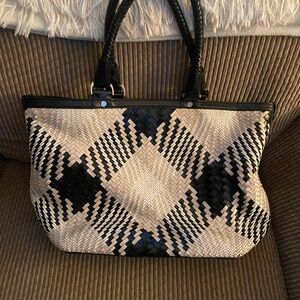Cole Haan Black and Cream Patterned Tote